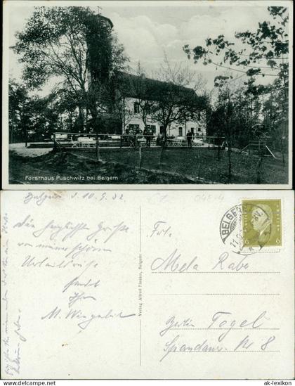 Ansichtskarte Belgern Partie am Forsthaus Puschwitz 1932