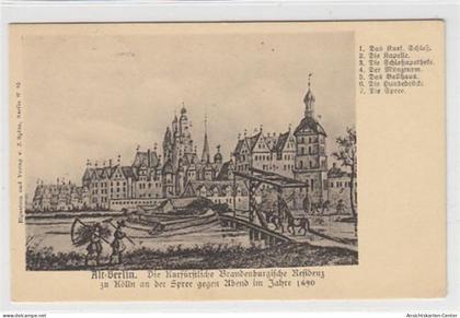 39091811 - Berlin Neukoelln, Kuenstlerkarte. Kurfuerstliche Brandenburgische Residenz zu Koelln im Jahre 1690 gelaufen,