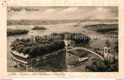 43368344 Treptow Berlin Abtei Bruecke Dampfer Insel Kuenstlerkarte Treptow Berli