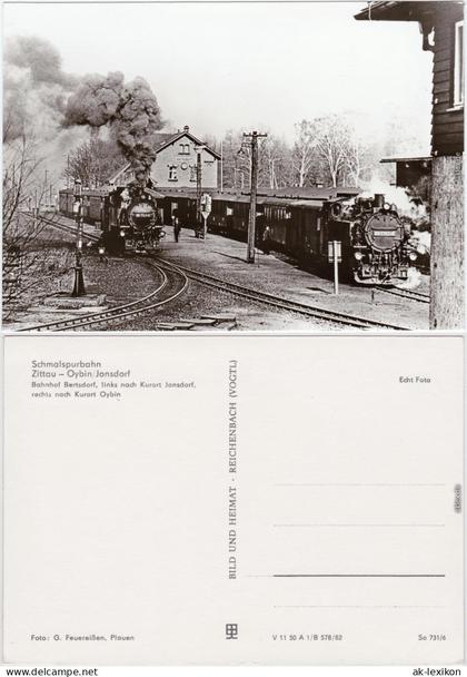Bertsdorf-Hörnitz Dampflokomotiven - Bahnhof Fotokarte Oberlausitz  1982