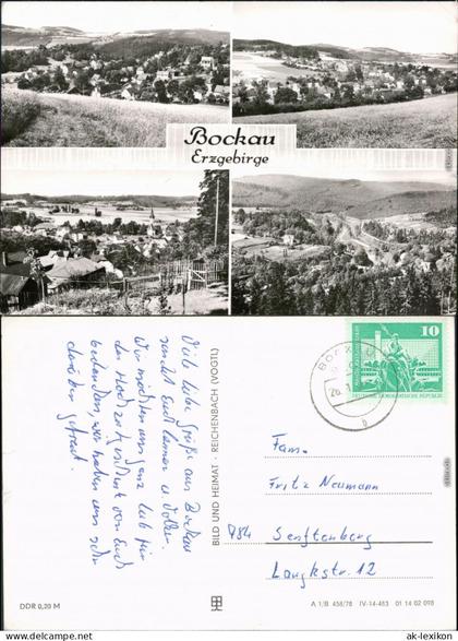 Bockau (Erzgebirge) Überblick über die Stadt mit Weitblick und Kirche 1978