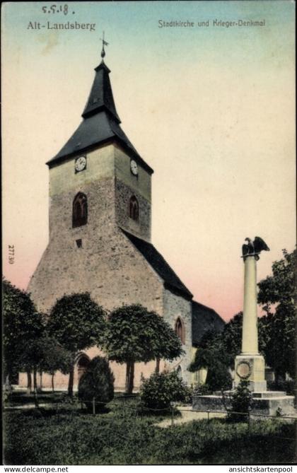 CPA Altlandsberg in der Mark, Stadtkirche und Kriegerdenkmal