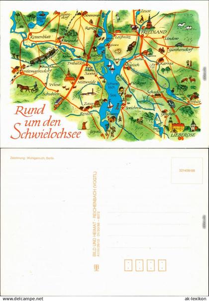 Landkarten-Ansichtskarten: Schwielochsee 1988 Friedland Lieberose Leißnitz