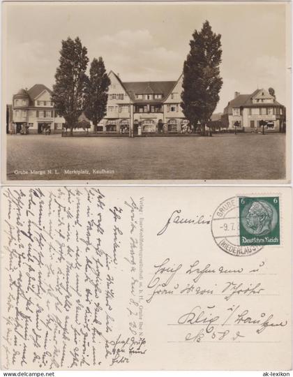Brieske-Senftenberg (Niederlausitz) Marktplatz mit Kaufhaus und Bäckerei 1938
