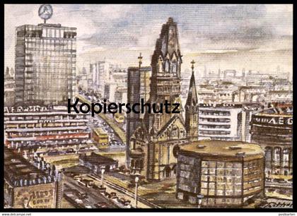 ÄLTERE KÜNSTLER POSTKARTE BERLIN CHARLOTTENBURG KAISER WILHELM-GEDÄCHTNISKIRCHE AEG Mercedes Benz Verlag Paul Zoecke AK