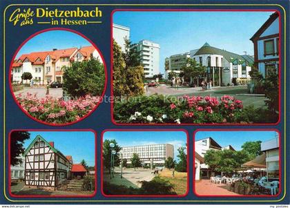 74026824 Dietzenbach Motive Stadtzentrum Platz Fachwerkhaus Strassencafé