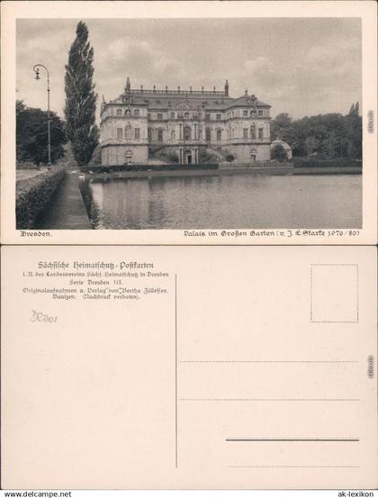 Dresden Palais im Großen Garten Ansichtskarte 1928