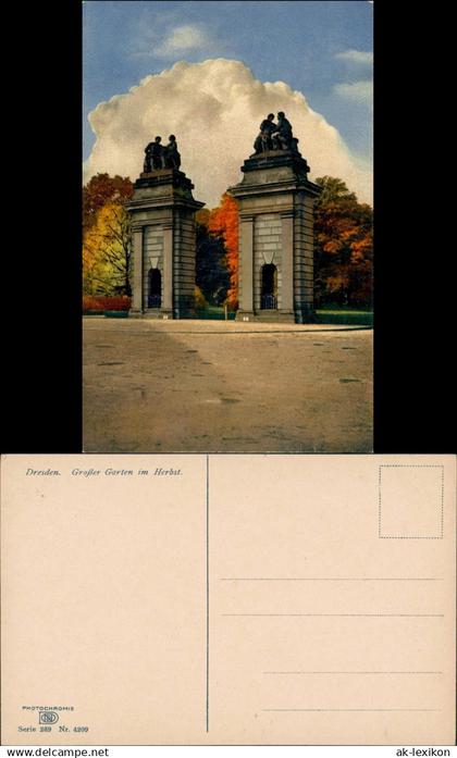 Großer Garten-Dresden Großer Garten im Herbst. Eingang Stimmungsbild 1909