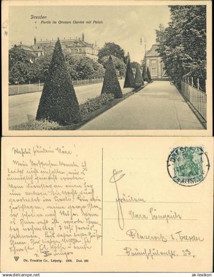 Seevorstadt-Ost/Großer Garten-Dresden Straße zum Palais Großer Garten 1908