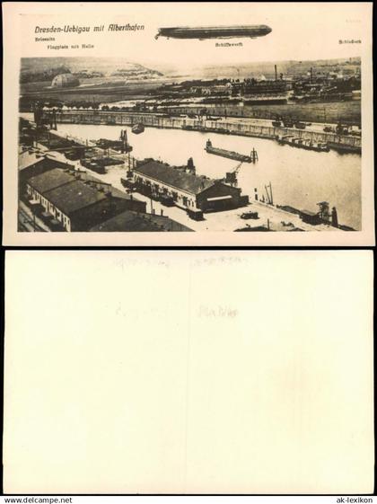 Übigau-Dresden Repro Flugwesen - Zeppelin über dem Alberthafen 1960