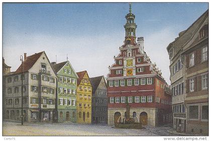 Allemagne - Esslingen am Neckar - Markplatz mit altem rathaus