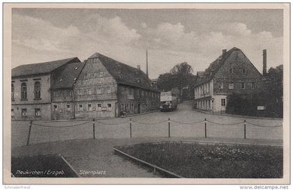 AK Neukirchen Stempel Erzgebirge Sternplatz Gasthof Goldenen Stern Bus bei Chemnitz Klaffenbach Jahnsdorf Pfaffenhain