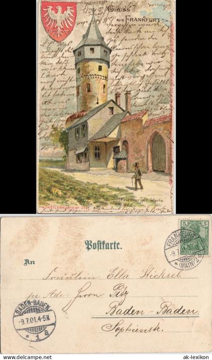 Bornheim-Frankfurt am Main Friedberger Warte - Heraldik Künstlerkarte 1901