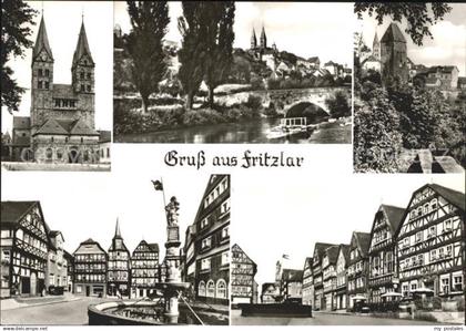 72063943 Fritzlar Kirche Stadtblick Burg Brunnen Strassenpartie Fritzlar