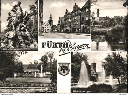 70841489 Fuerth Bayern Fuerth Brunnen Rathaus gruener Markt *