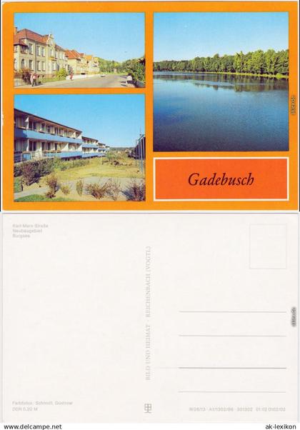 Ansichtskarte Gadebusch Karl-Marx-Straße, Neubaugebiet, Burgsee 1986