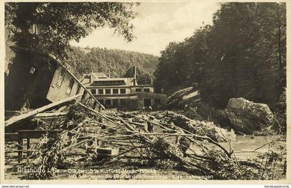 GLASHÜTTE, Unwetterkatastrophe, Zerstörte Kurfürst-Moritz-Brücke (1927) Foto-AK