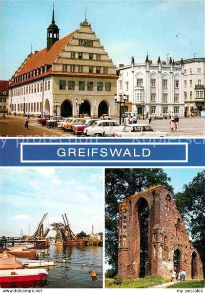 72628488 Greifswald Rathaus Wiecker Klappbruecke Eldena Klosterruine Greifswald