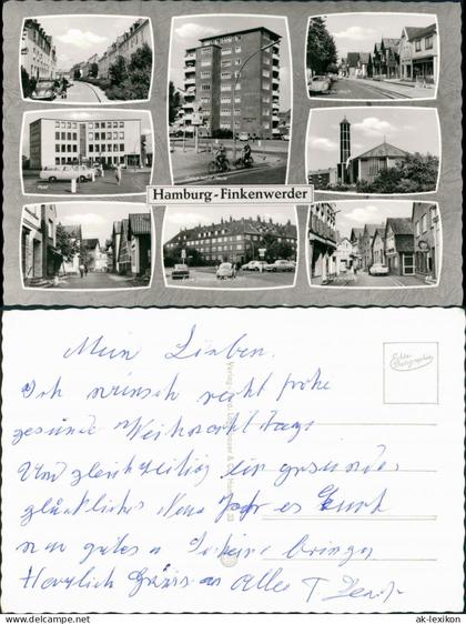 Ansichtskarte Finkenwerder-Hamburg Straßen und Hochhäuser MB 1962