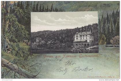 Litho AK Gruss Kurhaus Lückendorf Gasthof ? bei Hartau Olbersdorf Oybin Bertsdorf Hörnitz Jonsdorf Zittau Petersdorf