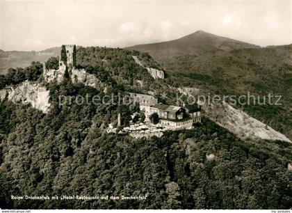 73117002 Drachenfels Fliegeraufnahme Ruine mit Hotel Restaurant Drachenfels