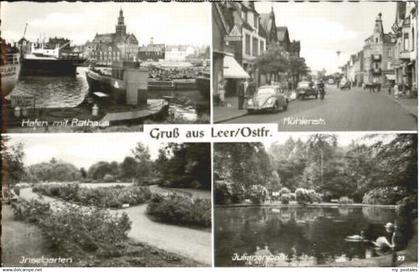 70119288 Leer Leer Hafen Rathaus Park  ungelaufen ca. 1955 Leer (Ostfriesland)