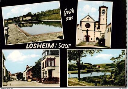 73872535 Losheim Saar See Teilansichten Freibad Kirche Panorama