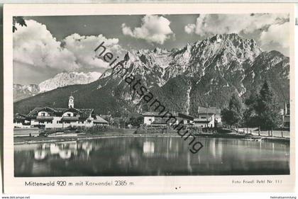 Mittenwald mit Karwendel - Foto-Ansichtskarte - Verlag Friedel Pehl Mittenwald