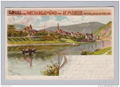 AK DE BW NECKARGEMÜND 1899-09-26 Mannheim Werbekarte Wein-grosshandlung JF Menzer