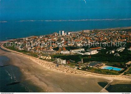 73107272 Norderney Nordseebad Fliegeraufnahme Weststrand Wellen Freibad