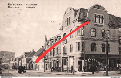 AK Hadersleben Haderslev Norderstraße Nörregade Laden Cafe Gasthof Vojens Woyens Kolding Nordschleswig Danmark Dänemark