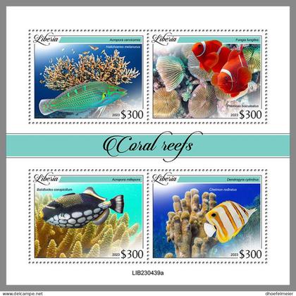 LIBERIA 2023 MNH Coral Reefs Korallenriffe M/S – OFFICIAL ISSUE – DHQ2413