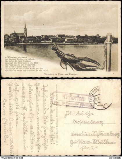 Postcard Nörenberg (Pommern) Ińsko Enzing-See, Krebs Pommern 1938