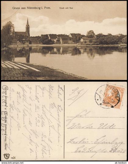 Postcard Nörenberg (Pommern) Ińsko Stadt mit See, Pommern 1917