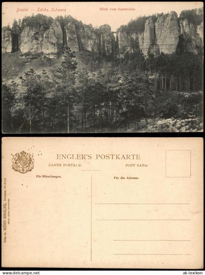 Ansichtskarte Rathen Bastei Sächs. Schweiz Blick vom Gansfelsen 1910