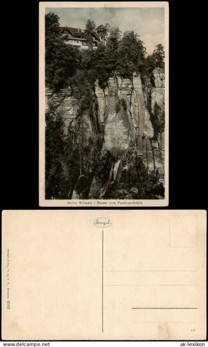 Ansichtskarte Rathen Sächs. Schweiz - Bastei vom Ferdinandstein 1922
