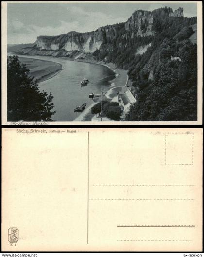 Ansichtskarte Rathen Sächs. Schweiz, Rathen Bastei, Elbe Dampfer 1920