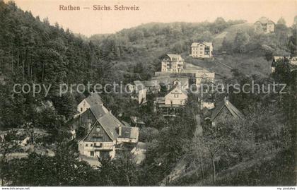 Rathen Saechsische Schweiz Teilansicht mit Gasthaus Rathen