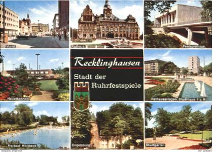 70112942 Recklinghausen Westfalen Recklinghausen Markt Bahnhof Bad Burg Rathaus