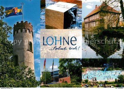 73214092 Lohne Schlossturm Monument Weiher Rathaus Schwimmbad