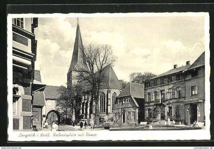 AK Lengerich i. Westf., Rathausplatz mit Römer