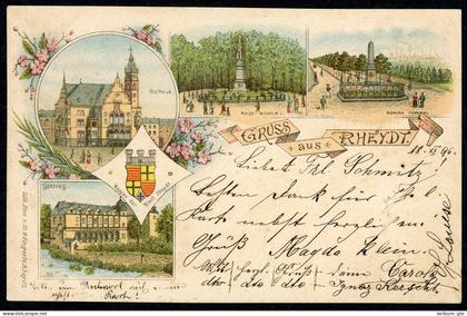AK Stadt Rheydt, Mönchengladbach, Schloß, Bismark Denkmal, Rathaus 1896 gebraucht #HU463