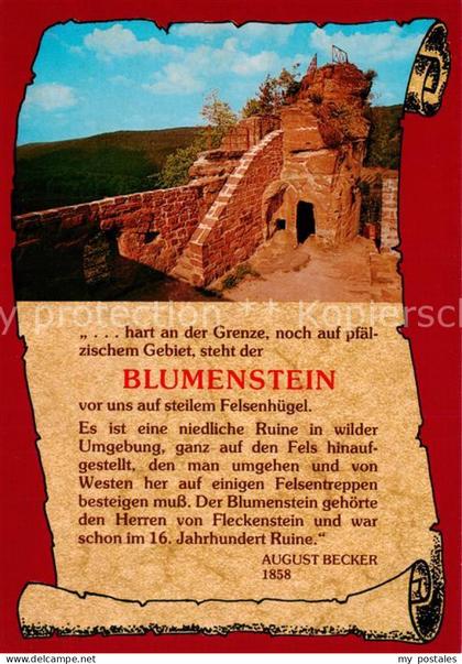 73804311 Blumenstein Burgruine Schoenau Pfalz Wasgau Burgansicht