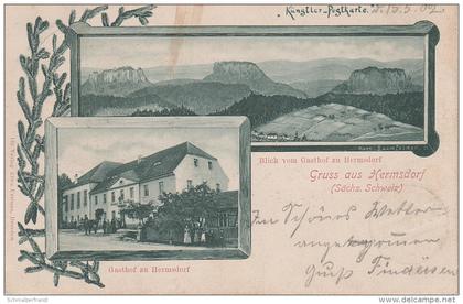 Litho AK Gasthof Hermsdorf Sächsische Schweiz bei Rosenthal Bielatal Reichstein Raum Langenhennersdorf Bahra Königstein