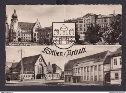 Ansichtskarte Köthen Anhalt Sachsen Anhalt Marktplatz Rathaus Ingenieurschule