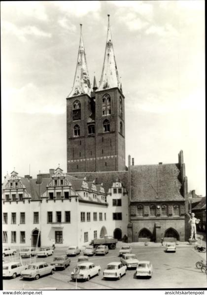 CPA Stendal Saxe Anhalt, Marktplatz, Marienkirche