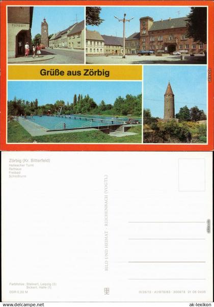 Zörbig Hallescher Turm, Rathaus, Freibad, Schlossturm 1983