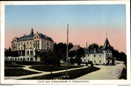 CPA Johannisbad Schmeckwitz Oberlausitz, Teilansicht, Parkpartie