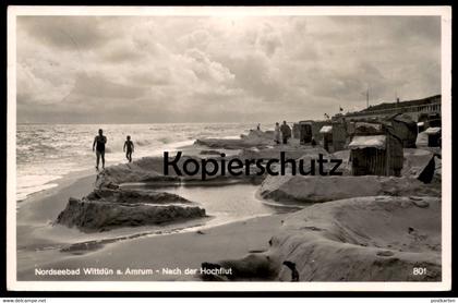 ALTE POSTKARTE NORDSEEBAD WITTDÜN AUF INSEL AMRUM 1938 NACH DER HOCHFLUT Flut Strand plage beach postcard Ansichtskarte