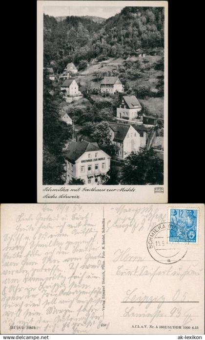 Ansichtskarte Schmilka Gasthaus zur Mühle M. Seidel Schmilka 1955